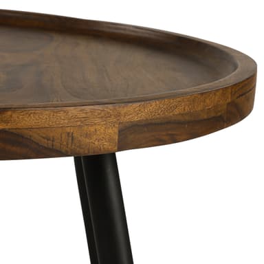 Womo-Design sofabord ravnna rund ø75x39cm, brun-sort, unik, håndlavet stue bord,