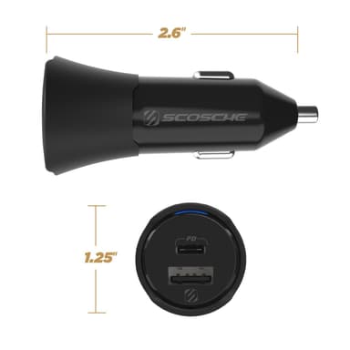 Powervolt dobbel hurtig billader 32 watt USB-C og USB-A - sort