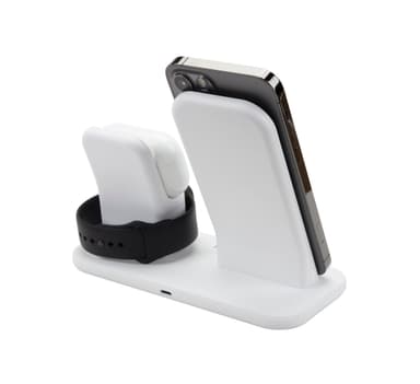 Base3 - 3-I-1 Qi Lader - iPhone, Watch, Airpods - Hvid
