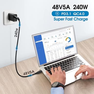 USB-IF-certificeret 2m USB-C 2.0 240W Hurtigopladning 480Mbps