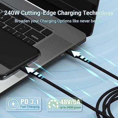 USB-IF-certificeret 2m USB-C 2.0 240W Hurtigopladning 480Mbps