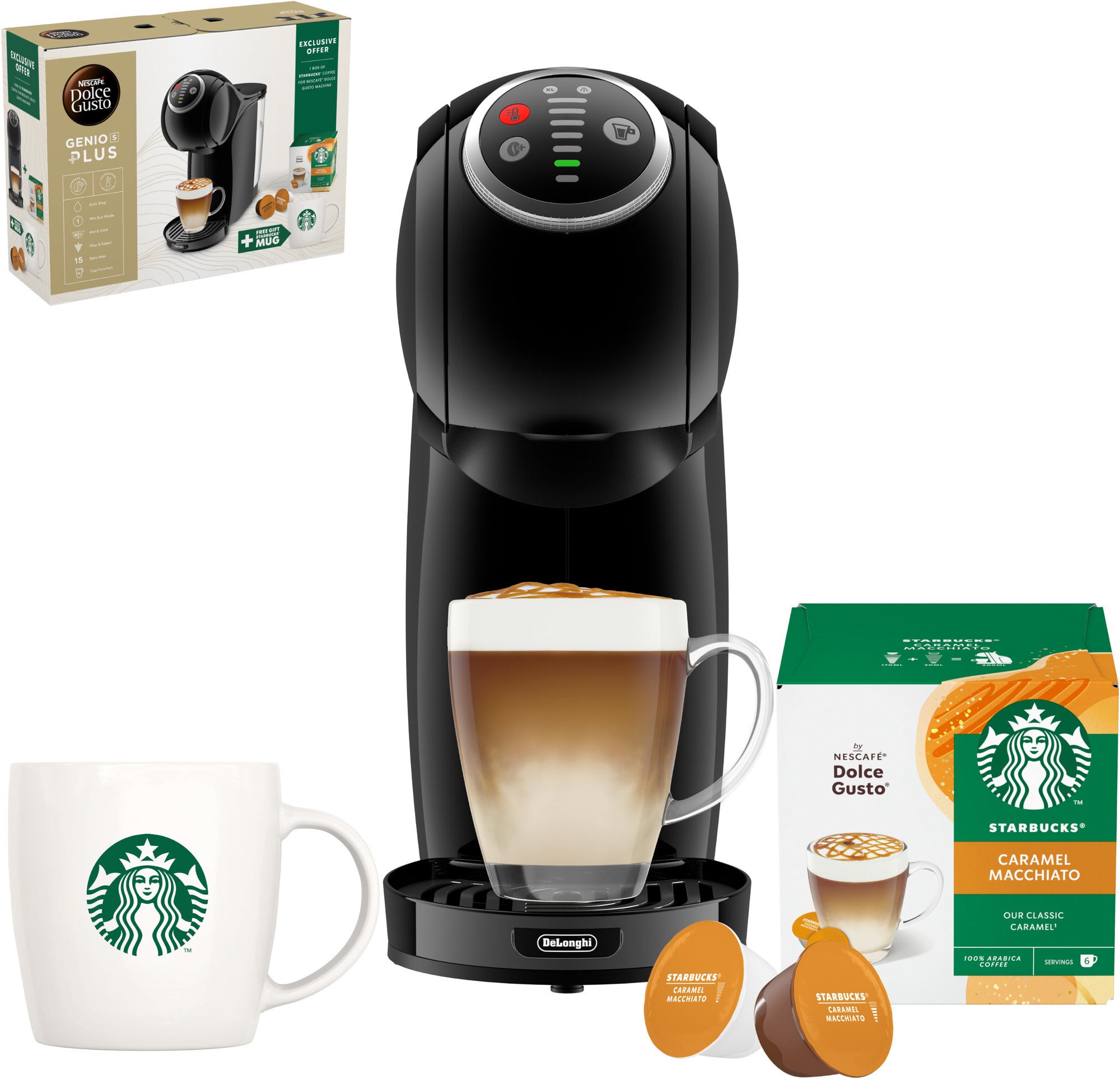 Nescafé Dolce Gusto Genio S Plus kapselmaskine med Starbuckspakke thumbnail