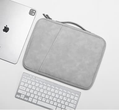 Laptop taske sleeve til 10,8-11 tommer bærbar PU læder vandtæt støvtæt Grå