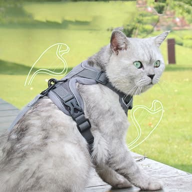 Hundsele med reflekterande koppelsele för katter/hundar Grå M