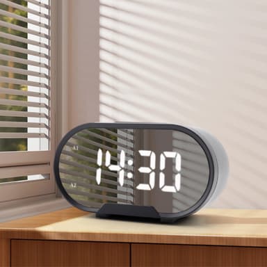 Digitalt vækkeur snooze funktion 12/24 display spejl overflade Sort