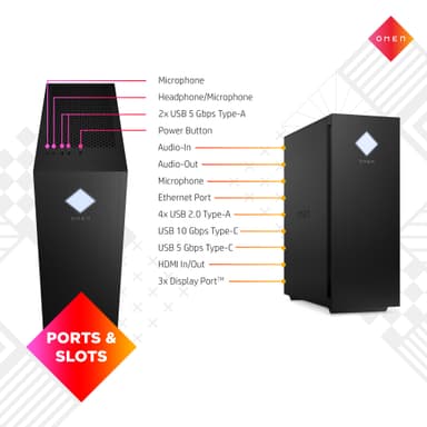 HP Omen 25L i7-13/16/1000/4070Ti stationær gaming computer