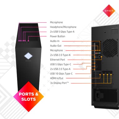 HP Omen 25L F i7-13/16/1000/4060Ti stationær gaming computer