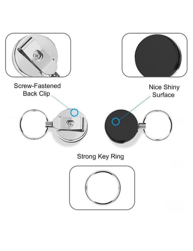 INF Udtrækkelig nøglering med yo-yo funktion og snor 62 cm 2-pack