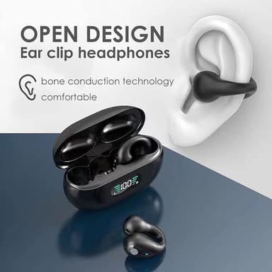 Trådløse åbne øre-hovedtelefoner Bluetooth 5.3 Sort