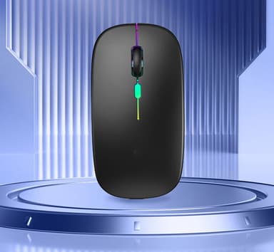 Trådløs mus med RGB LED dual mode Bluetooth/Wifi Sort
