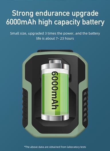 Bærbar blæser med taljeklemme 6000 mAh Grøn