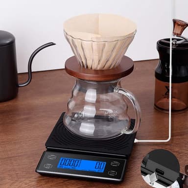 Digital kaffevægt med timer USB-drevet 5kg / 0,1g Sort