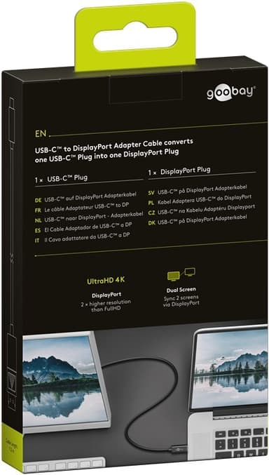 Goobay USB-C™- DisplayPort™-adapterkabel 4K 60 Hz, 1,20m, sort