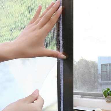 Window Screen Mesh Gardin med kardborreband 1,3 x 1,5 m Hvid