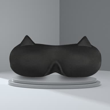 3D sovemaske med katteører Sort