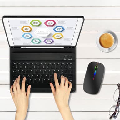 Trådløs mus med RGB LED dual mode Bluetooth/Wifi Sort