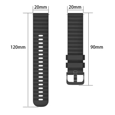 Urrem silikone Sort 20 mm Samsung Galaxy Watch 5/4 40mm 44mm/Gear Sport, Huawei Watch GT3 42 mm, Honor Watch SE, Huami Amazfit GTS 3,Garmin Forerunner 158/55/245/645/Venu Sq