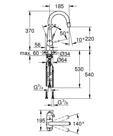 Grohe Zedra 31203000 med udtrækbar slange og DW