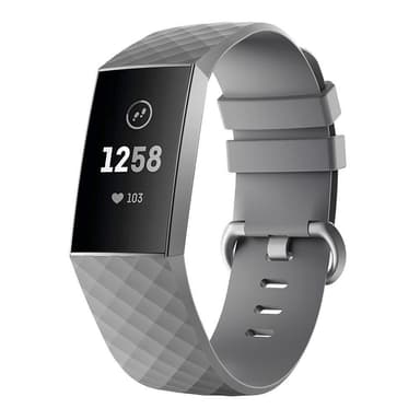 Fitbit Charge 3/4 armbånd silikone Grå / Sølv (S)