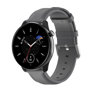 INF Urrem i ægte læder Grå 22 mm Samsung Galaxy Watch 3 45 mm/Gear S3 Classic, Frontier, Huawei Watch Buds/GT Runner/GT2 Pro, Xiaomi Watch S1 Pro, Garmin Forerunner 255/Vivoactive 4