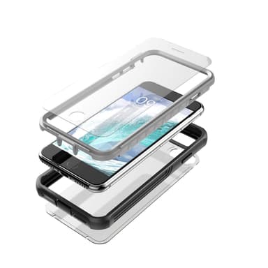 iPhone 6/7/8 etui med indbygget skærmbeskytter TPU Sort / Grå