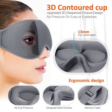 3D-søvnmaske øjenmaske til yoga-lur på flyrejser Sort