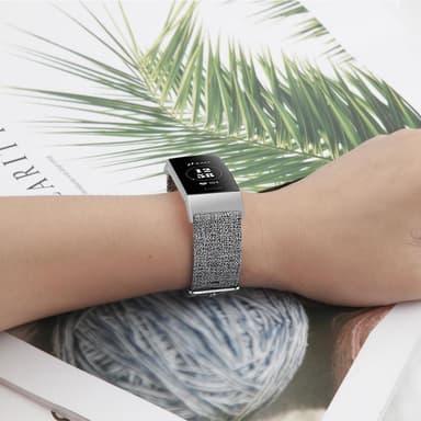 INF Fitbit Charge 3/4 armbånd lærred Grå S