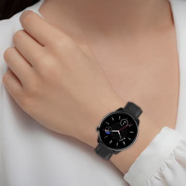 Urrem i ægte læder Sort 22 mm Samsung Galaxy Watch 3 45 mm/Gear S3 Classic, Frontier, Huawei Watch Buds/GT Runner/GT2 Pro, Xiaomi Watch S1 Pro, Garmin Forerunner 255/Vivoactive 4