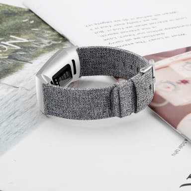 INF Fitbit Charge 3/4 armbånd lærred Grå S