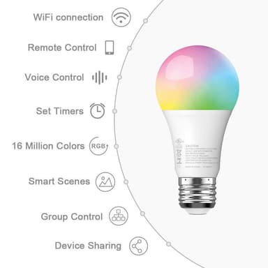 INF Wifi Smart LED-lampe RGB Multicolor dæmpbar 7,5W E27 Hvid