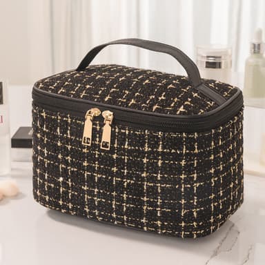Rejse kosmetiktaske Makeup Bag Organizer til kvinder med bærbart håndtag Sort