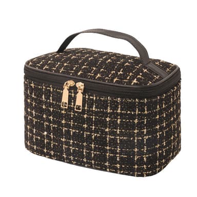 Rejse kosmetiktaske Makeup Bag Organizer til kvinder med bærbart håndtag Sort