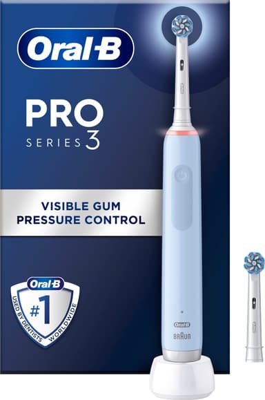 12: Oral-B Eltandbørste Pro3 Blue + Extra Sensi Brush Head