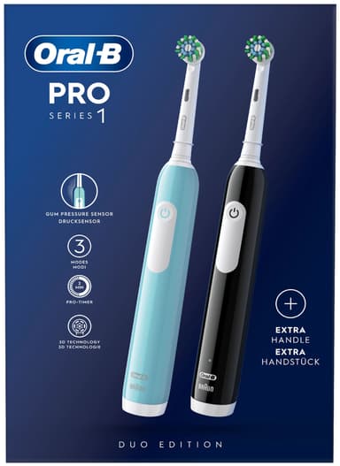 Oral-B Pro 1 duo pak elektriske tandbørster 915016 (sort/turkis)