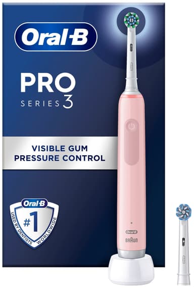 9: Oral-B Eltandbørste Pro3 Pink + Extra Brush Head