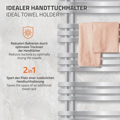 ECD: Tyskland Jern EM radiator Elektrisk 900W - 600 x 1200 mm - Krom