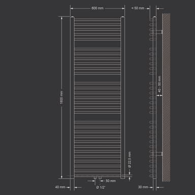 Radiator håndklæde radiator håndklæde radiator håndklædevarmer 600 x 1800 mm