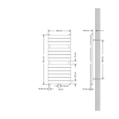 ECD Germany Håndklædekøler Dampdesign radiator central forbindelse 500 x 991 mm