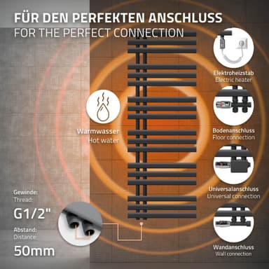 500X1400 mm Iron EM Håndklædetørrer antracit 1200W