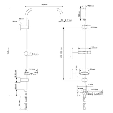 Bruser fittings bruser vandhane brusesystem Runde regn brusehoved Rund