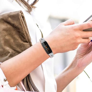 Bling rhinestone smart urrem slankt armbånd Sølv Fitbit Inspire 1 / Inspire 2 / Inspire HR / Inspire 3