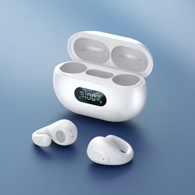 Benledning trådlösa öronsnäckor öronklämma hörlurar Bluetooth 5.3 Hvid