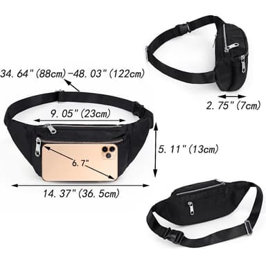 Oxford Cloth Fanny Pack Casual taljetaske til rejseindkøb Sort