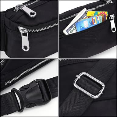 Oxford Cloth Fanny Pack Casual taljetaske til rejseindkøb Sort