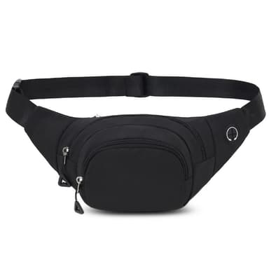 INF Vandtæt taljetaske fanny pack til daglig brug udendørs aktiviteter Sort