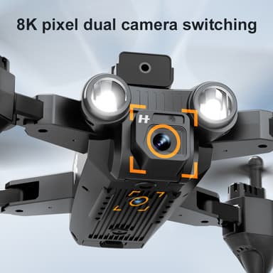 Drone med foldbart design, dobbelt kamera, undgåelse af forhindringer Sort