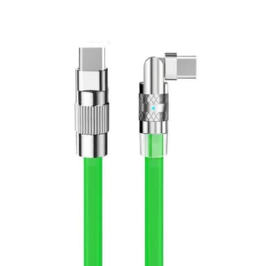 INF 120W flydende silikone 90° rotationshurtigt opladningskabel med Type-C-port Grøn