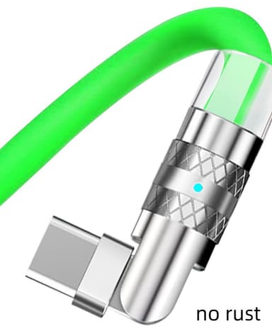INF 120W flydende silikone 90° rotationshurtigt opladningskabel med Type-C-port Grøn