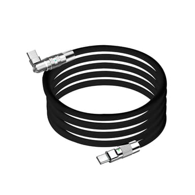 120W flydende silikone 90° rotationshurtigt opladningskabel med Type-C-port Sort 123 x 0.6cm