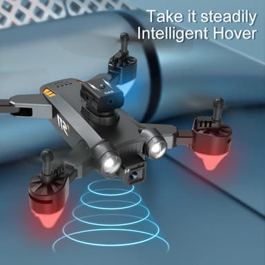 Drone med foldbart design, dobbelt kamera, undgåelse af forhindringer Sort